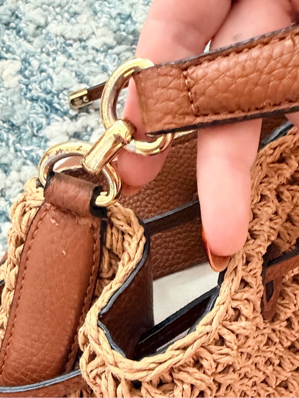 Lauren Ralph Lauren Straw Debby Drawstring Bag in Tan - Picture 11 of 11